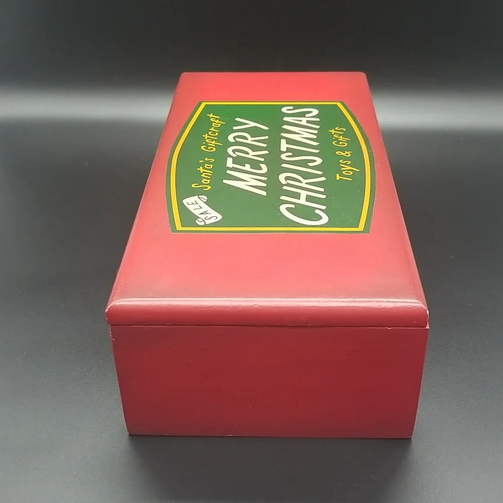 Restoration Hardware "Santa's Giftcraft Merry Christmas Toys & Gifts" Wood Box - Picture 4 of 12